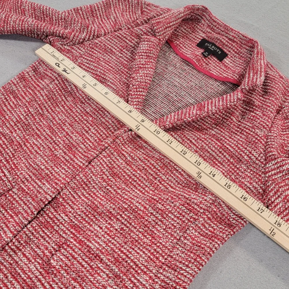 Talbots Petites Textured Knit Blazer Career Office Jacket Red White Women's 6P